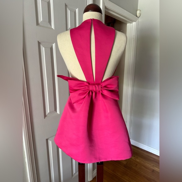 Kate Spade Satin Faille Bow Back Mini Dress, Size 00 in Cabaret Pink - Picture 6 of 11